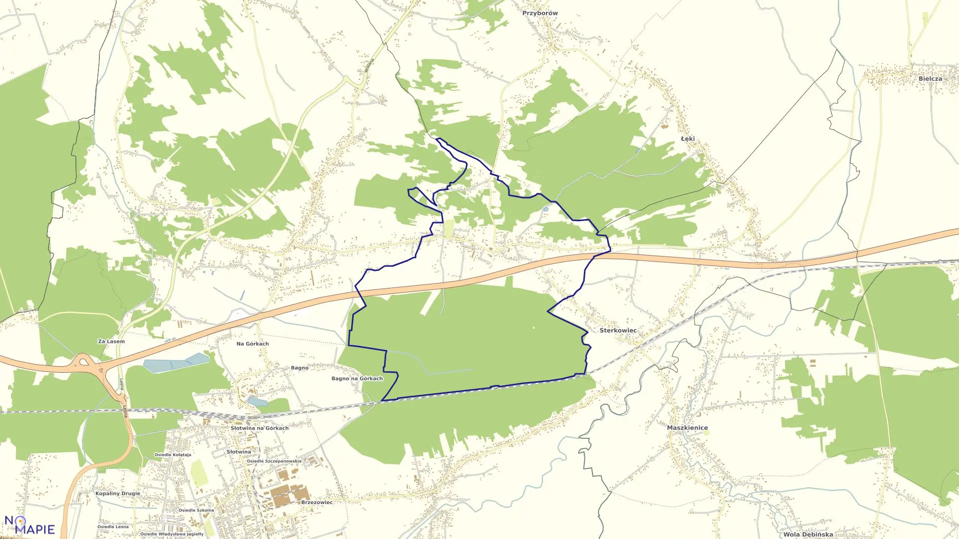Mapa obrębu Szczepanów w gminie Brzesko