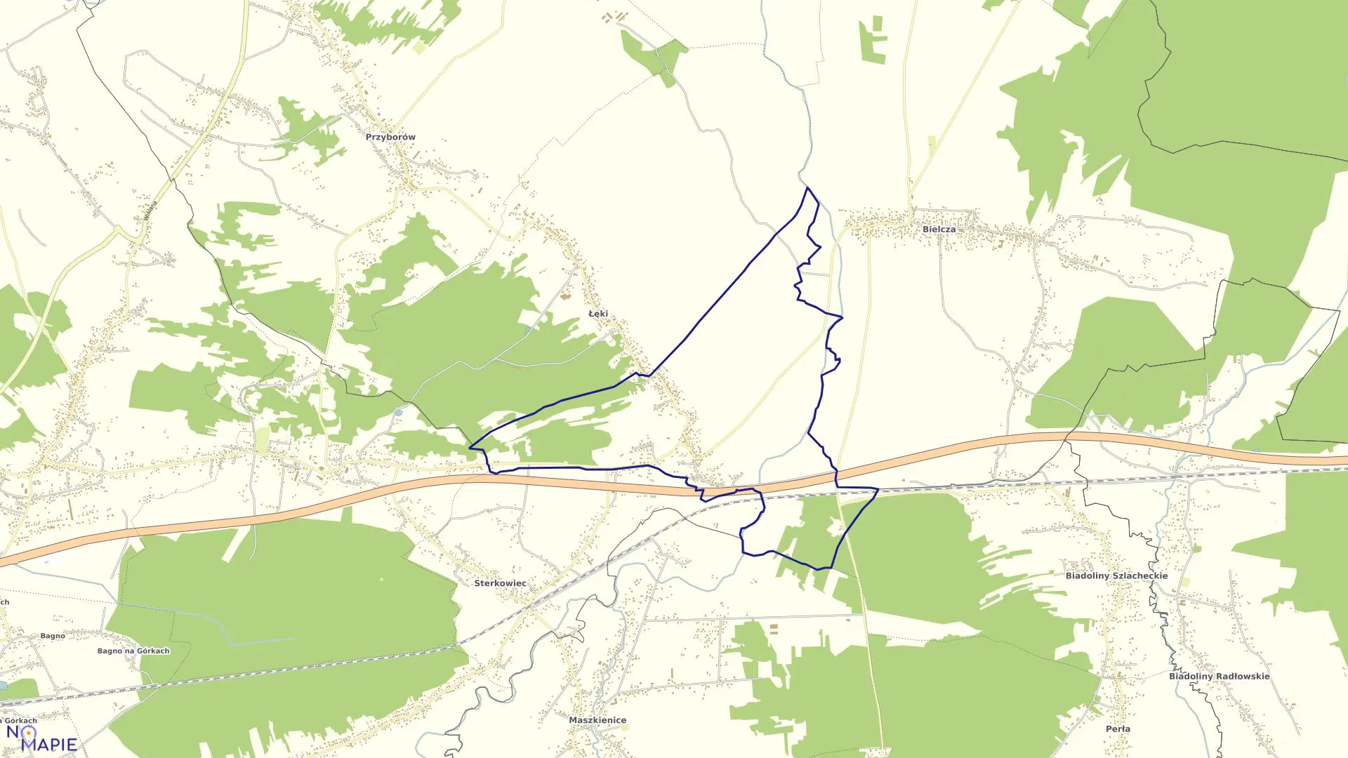 Mapa obrębu Wokowice w gminie Brzesko
